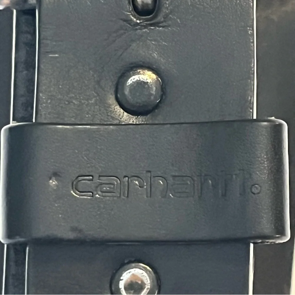 Carhartt Men’s Genuine Leather Belt Black Silver Buckle Size 38